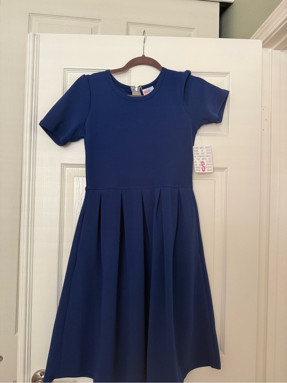 LuLaRoe Girls Navy Short-Sleeve Pleated Midi Dress